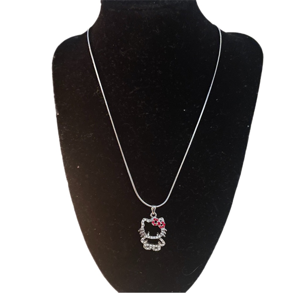 Hello Kitty Rhinestone Charm & Silver Chain - Picture 2 of 6